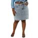 Agnes Orinda Juniors Plus Size Ripped Embroidered A Line Denim Jean Skirts