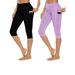 Niuer 2 Pack Women Capri Leggings Active Workout Solid Color High Waist Yoga Pants with Pockets for Running Cycling