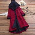 Women Casual Patch Hooded Long Sleeve Chunky Quilted Fleece Corduroy Long Coat