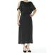 VINCE CAMUTO Womens Black Cold Shoulder Short Sleeve Jewel Neck Maxi Blouson Cocktail Dress Size 2XS