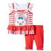 Infant Girls Orange Bunny Rabbit Baby Outfit Stripes & Dots Shirt & Pants