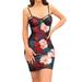 Ma&Baby Women's Spaghetti Strap Dress Vintage Sleeveless Lady Y2K Aesthetics Flower Print Bodycon One-Piece Dress