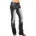 Women's Denim Casual Pants Bottoms Boyfriend Straight Leg Jeans Trousers