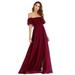 Ever-Pretty Women's Plus Size Ruffle Side Split Long Wedding Prom Gowns for Women 0968 Burgundy US26