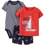 Carter's Baby Boys' 3 Piece Diaper Cover Set (Baby) - Ahoy Little Mate - Newborn, 3 pc S/S Set By Carters