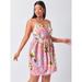 Woman's Plus Size Floral Print Belted Cami Dress