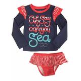 Infant & Toddler Girls Patriotic Oh Say Can You Sea Rash Guard Swimsuit