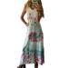 Boho Beach Floral Polka Dot Printed Maxi Dress For Women Casual Ladies Wrap Summer Paisley Flowing Party Sundress Holiday Long Sundress