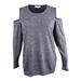 Calvin Klein Women's Contrast-Trim Cold-Shoulder Sweater (XL, Grey)