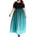 Newonne Women's Plus Size Short Sleeve Gradient Color Round Neck Ankle Length Dress