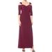 R&M Richards Merlot Womens Cold-Shoulder Gown Dress