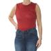 FREE PEOPLE Womens Red Sleeveless Crew Neck Body Suit Top Size: L