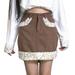 ZIYIXIN Casual High-Waist Solid Color Short Skirt, Leopard-Print Faux Fur Trim