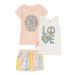 Sweet Butterfly Girls Side Tie Graphic Top, Tank Top and Printed Shorts, 3-Piece Outfit Set, Sizes 4-16