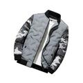 UKAP Mens Plus Size Insulated Letterman Jacket Thickened Varsity Jacket with Camo Sleeves Stand Collar for Winter Outerwear