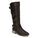 Nature Breeze AD93 Women Leatherette Buckle Round Toe Riding Knee High Boot