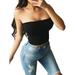 LA HIEBLA Ladies Crop Tops Off-shoulder Type Tank Tops Camis Slim Shirt