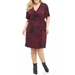 MICHAEL Michael Kors Womens Plus Size Printed Ring Wrap Dress, Dark Ruby, 3X