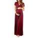 Women Short Sleeve Solid Color Dress Summer Casual Deep V-Neck Slim Maternity Dress Pregnancy Loose Dress