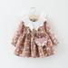 Baby Girls Cartoon Dress Long Sleeve Dresses Fox Small Bag Set Casual Playwear Dress for 0-3Y Toddler Infant Girls