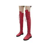 LUXUR Women Boots Lace Up Over Knee Long Boots Fashion Boots Heels Autumn Quality Suede Comfort Heels