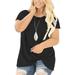 Women's Plus Size Side Knot T Shirts Casual Loose Blouse Shirts Long Sleeve Twist Knot Tunics Tops for Women