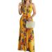 UKAP Women Dress Beach Maxi Dress Boho Floral Swing Dress Sleeveless V-neck Blouse Shirt Sundress Casual Loose Dress