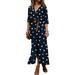 Casual Sun Dress Women Button Down Long Skirt Polka Dot Shirt Dress Long Sleeve Split V-Neck Party Club Lounge Outdoors Outfit Dresses for Ladies