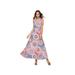 Lemetow Womens Bohemian Printed Lace-Up V-neck Sleeveless Dress Wrap Bodice Sleeveless Crossover Floor Long Dress