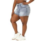 Agnes Orinda Junior's Plus Size Denim Shorts Casual High Waist Jean Chambray Short Pants