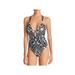 Nanette Lepore Womens Diamond Vine Goddess Floral Print One-Piece Swimsuit