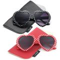 Newbee Fashion-Kids Heart Sunglasses Girls Heart Shaped Sunglasses Polka Dots Cute Vintage Look UV Protection w/Carrying Pouch