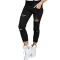 Multitrust Women's Ripped Jeans Denim Pencil Pants High Waist Stretch Long Trousers Jeggings