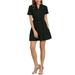 Allegra K Junior's Ruffle Collar V Neck Short Sleeve Above Knee Shirt Dress