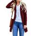 Kuriozud Women Solid Color Long Sleeve Slim Fit Button Long Sweater Cardigan