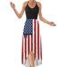 Summer Dress for Women 4th of July American Flag Sleeveless Tank Maxi Dress Ladies V-neck Dress