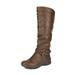 Dream Pairs Women Pull On Flat Winter Mid Calf Knee High Snow Riding Boots Shoes TORKA BROWN Size 10.5