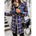 Women's woolen print lapel mid-length coat OLRIK 109982