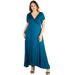 24/7 Women's Plus Size Comfort Apparel Empire Waist V Neck Plus Size Maxi Dress