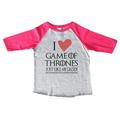 Kids Game Of Thrones 3/4 Sleeves â€œI Love Game Of Thrones Just Like My Daddyâ€� Toddler Baseball Tee X-Small, Pink