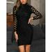 Women Sexy Hollow Out High Neck Dress Ladies Party Dress