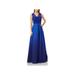 CARMEN MARC VALVO Womens Blue Solid Sleeveless V Neck Full-Length Fit + Flare Formal Dress Size 6