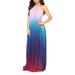 Women Casual Loose Kaftan Beach Dress Summer Holiday Party Long Maxi Dress Halter Neck Backless Sundress