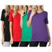 Women & Plus Size Cotton V-Neck Short Sleeve Casual Basic Tee Shirts (4PK: Black/Red/K Green/Purple,Small)