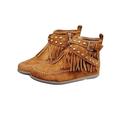 Women's Ladies Short Suede Fringed Moccasin Ankle Boots Flat Heel Casual Shoes