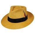 Stain Repellent Panama Straw C-Crown Fedora Hat - S - Putty