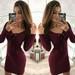 Women Autumn And Winter Dress Solid Long Sleeve Knit Round Collar Dresses Pack Hip Casual Slim Fit Lace Up Mini Dress
