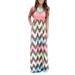 Women's Summer Maxi Dress Boho Loose Striped Printed Color Block Casual Sleeveless Party Tank Long Dresses Sundress