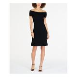 MICHAEL KORS Womens Black Short Sleeve Off Shoulder Above The Knee Sheath Cocktail Dress Size: S