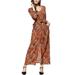 Women Boho Wrap Long Dress Casual Floral Printed Beach Sundress With Pockets Summer Dresses for Ladies Button Down Maxi Dress Split Flowy Cocktail Dress